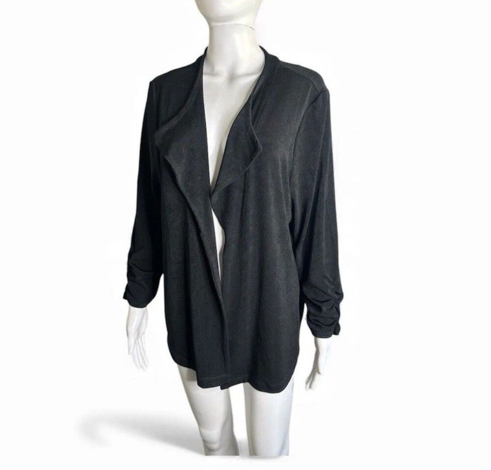 Travelers Chico’s Cardigan Women’s XL Black Stretchy Jersey Knit Sweater